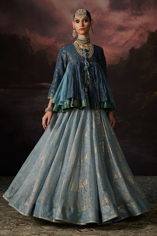 Swatti Kapoor Farah Floral Woven Peplum Top & Skirt Set 