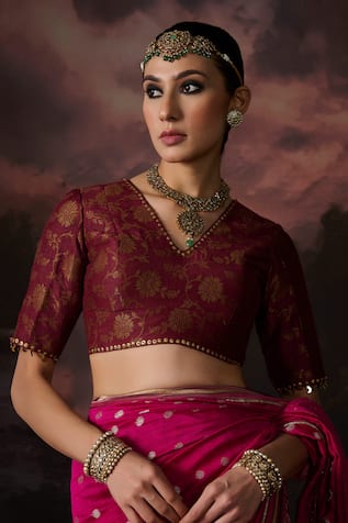 Swatti Kapoor Rana Floral Woven Blouse 