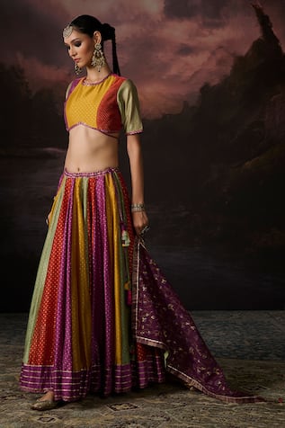 Swatti Kapoor Amal Colorblock Woven Lehenga 