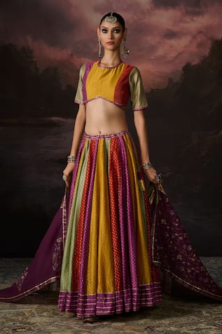 Swatti Kapoor Amal Colorblock Woven Lehenga Set 