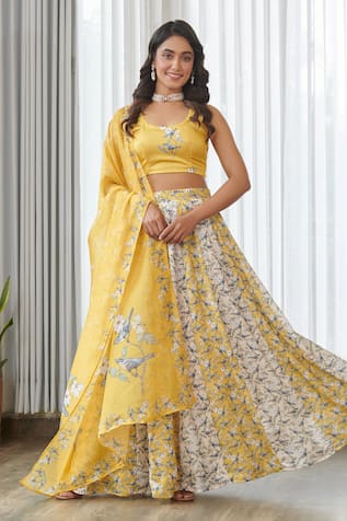 Pasha India Kesar Yellow Kali Lehenga Set 