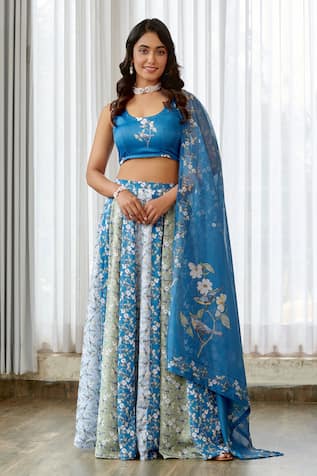Pasha India Indra Blue Kali Lehenga Set 