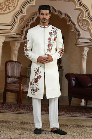 Kudrat Couture Rajphool Hand Embroidered Sherwani Set 