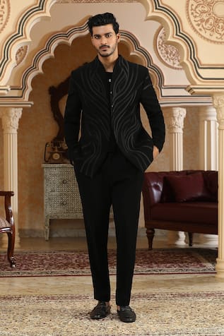 Kudrat Couture Satin Drawn Deer Suit Set 