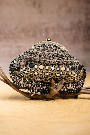 Nayaab By Sonia Aynali Clutch Black Potli 