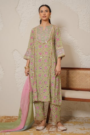 Nemaani Aaina Hand Block Print Kurta Set 
