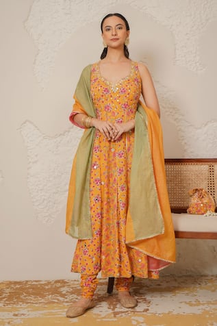 Nemaani Naaz Hand Block Print Anarkali Set 