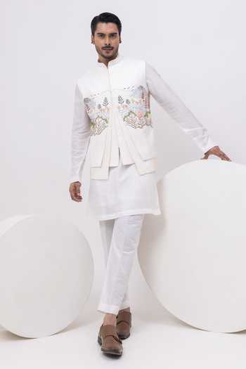 Kaka Calcutta Kashmiri Nehru Jacket With Kurta & Pant Set 