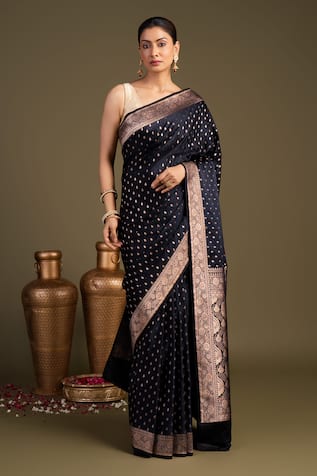 Zal From Benaras Pure Katan Satin Silk Banarasi Handloom Saree With Unstitched Blouse Piece 