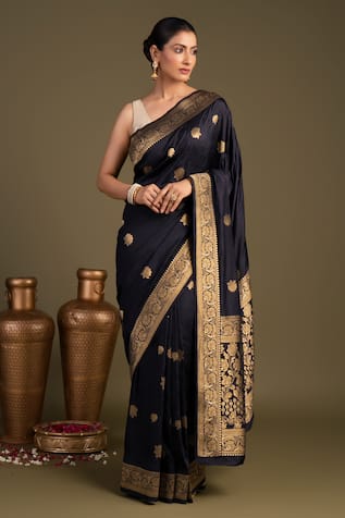 Zal From Benaras Pure Silk Banarasi Handloom Saree With Unstitched Blouse Piece 