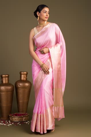 Zal From Benaras Pure Silk Banarasi Handloom Saree With Unstitched Blouse Piece 