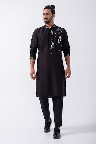 Kaka Calcutta Mirror Embellished Kurta With Pyjama 