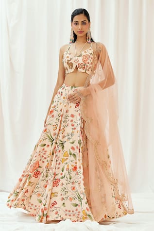 Redpine Designs Printed & Embroidered Lehenga Set 