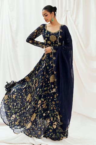 Redpine Designs Printed Anarkali With Dupatta 