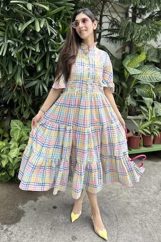 Vaani Beswal Nimbu Handwoven Cotton Dress 