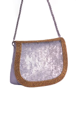 Metal Bead & Sequinned Foldover Clutch 