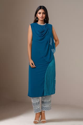Aariyana Couture Draped Kurta Pant Set 