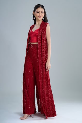 Ritika Mirchandani Flache Embroidered Jacket Pant Set 