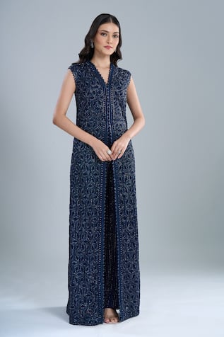 Ritika Mirchandani Flache Embroidered Jacket Pant Set 