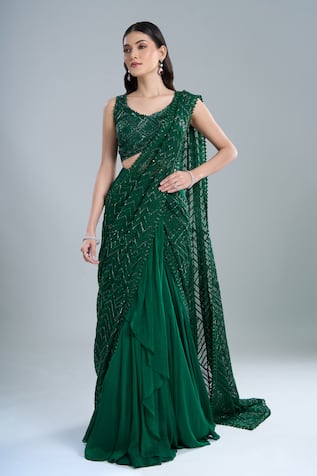 Ritika Mirchandani Vrockie Pre-Draped Lehenga Saree With Blouse 