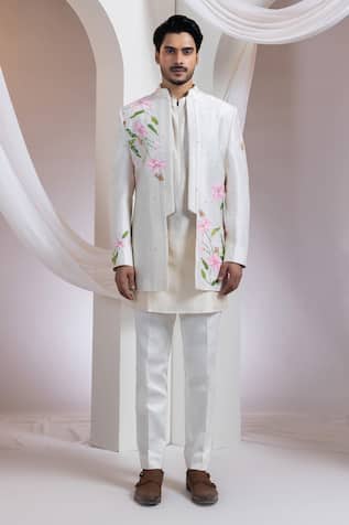 Smriti By Anju Agarwal Floral Pattern Jacket & Pant Set 