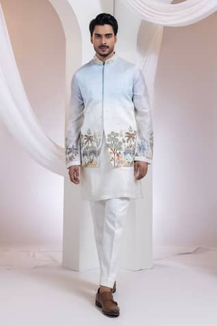 Smriti By Anju Agarwal Madhubani Ombre Nehru Jacket 