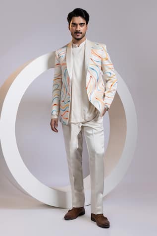 Smriti By Anju Agarwal Aurora Swirl Blazer & Pant Set 