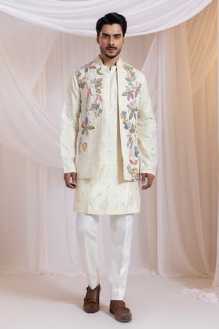 Smriti By Anju Agarwal Leafline Knots Nehru Jacket Set 