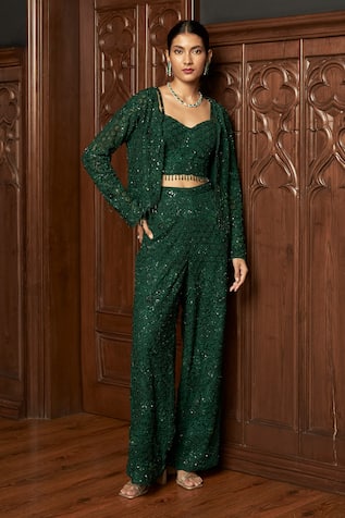 Istya Emerald Short Jacket Set With Pant 