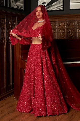 Istya Red Bridal Lehenga Set 