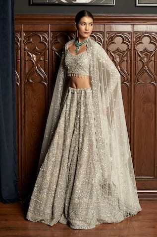 Istya Grey Embellished Bridal Lehenga Set 
