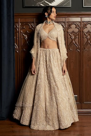 Istya Beige Embellished Lehenga Set 