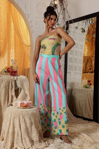 Kritika Murarka Pink Blue Stripe Trouser 