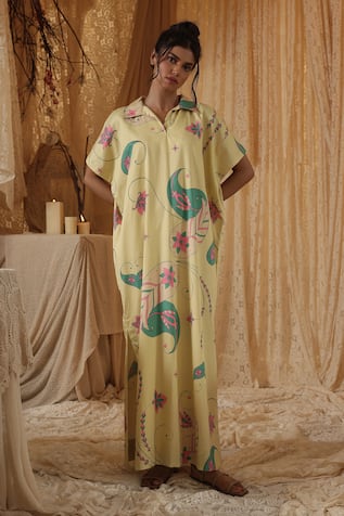 Kritika Murarka Yellow Paisley Kaftan Dress 
