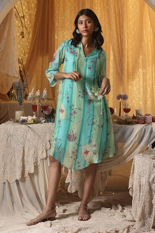 Kritika Murarka Mint Blue Stripe Dress 