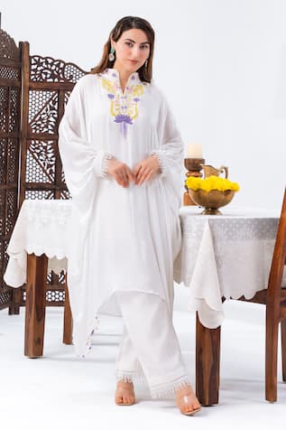 Leela By A Embroidered Kaftan & Pant Set 
