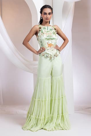 Smriti By Anju Agarwal Forest Fable Corset With Flared Pant 