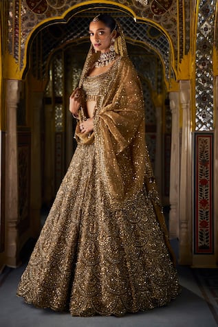 Seema Gujral Tonal Embroidered Lehenga Set 