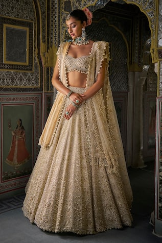 Seema Gujral Pearl Embroidered Lehenga Set 
