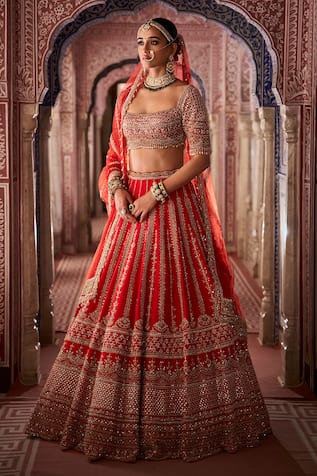 Seema Gujral Zardozi Embroidered Bridal Lehenga Set 