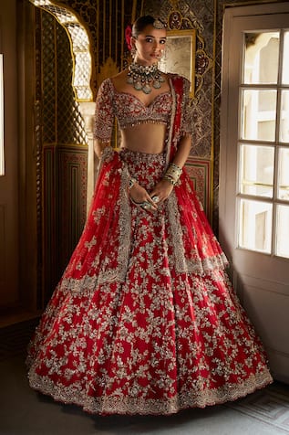 Seema Gujral Floral Jaal Pattern Lehenga Set 