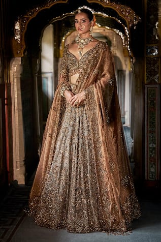 Seema Gujral Jade Crystal Embroidered Lehenga Set 
