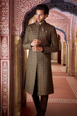 Seema Gujral Geometric Work Sherwani Kurta Set 