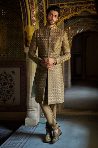 Seema Gujral Geometric Work Sherwani Kurta Set 