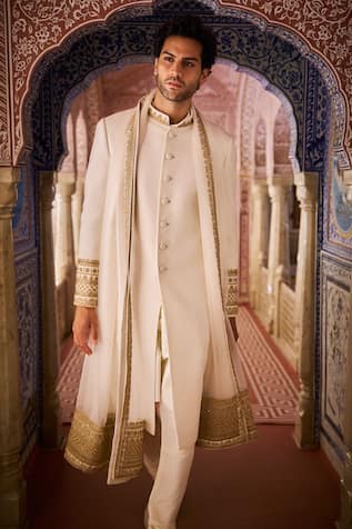 Seema Gujral Placement Embroidered Sherwani Set 