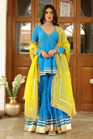Sanam Embroidered Peplum Kurta Sharara Set 