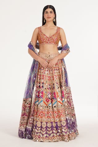 Abhinav Mishra Rebecca Pastel Embroidered Lehenga Set 