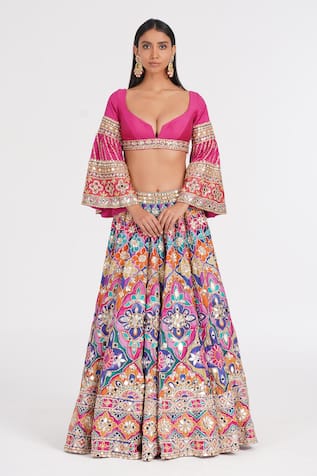 Abhinav Mishra Psychedelic Hues Embroidered Lehenga Set 