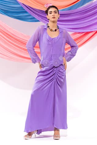 Leela By A Floral Pattern Coat & Skirt Set 