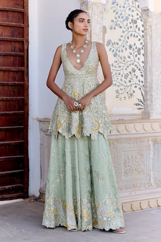 Osaa By Adarsh Embroidered Peplum Top & Gharara Set 